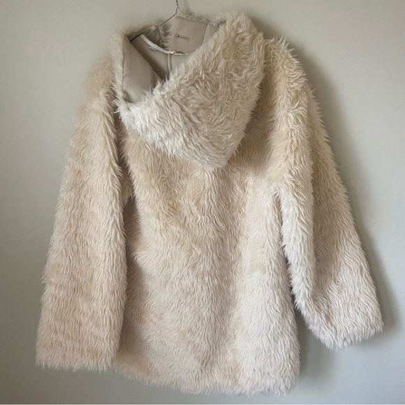 ALC Winston Faux Fur Coat in Peach Dust Sz XS Hooded - Picture 5 of 7